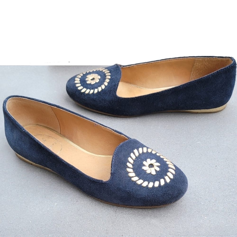 JACK Rogers Ballet Flat 5 Blue suede Gold - Picture 7 of 11